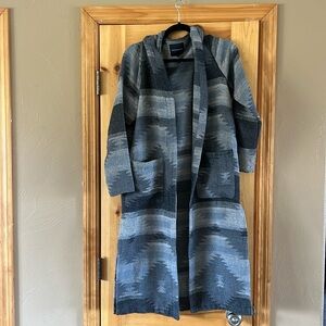 Elegant Striped Gray Trench Coat